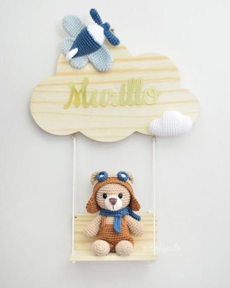 Porta Maternidade Urso Aviador Amigurumi
