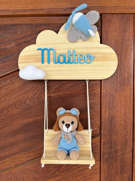 Porta Maternidade Urso Aviador Amigurumi