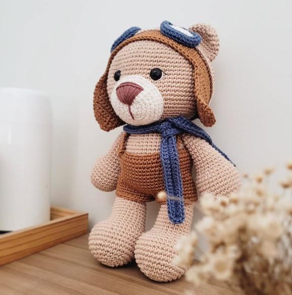 Urso Aviador Amigurumi Crochê