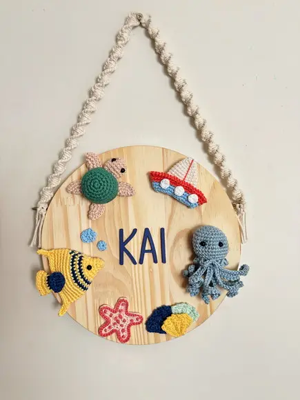Porta Maternidade Fundo do Mar Amigurumi