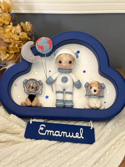 Porta Maternidade Astronauta e Pets (amigurumi)