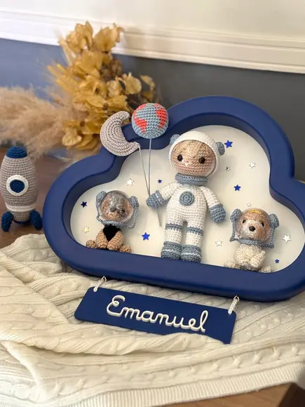 Porta Maternidade Astronauta e Pets (amigurumi)