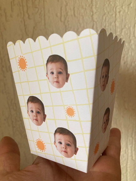 Caixa Pipoca Personalizada Rostinhos com 10