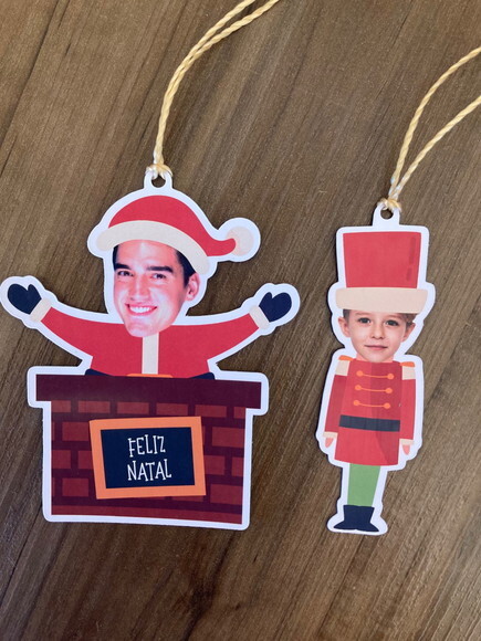 Enfeite Pendente Rostinho com Foto para Árvore Natal 10 un