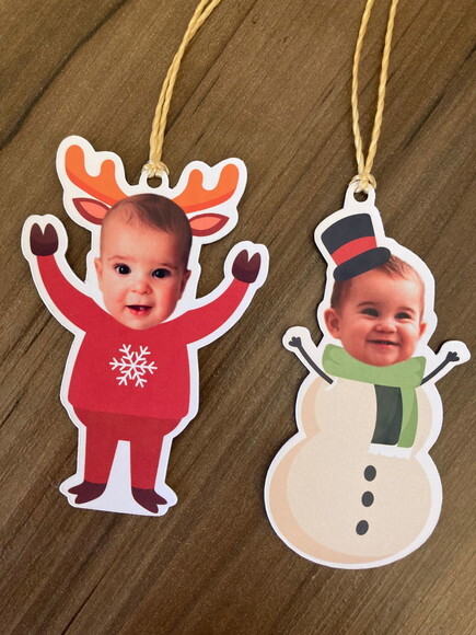 Enfeite Pendente Rostinho com Foto para Árvore Natal 20 un