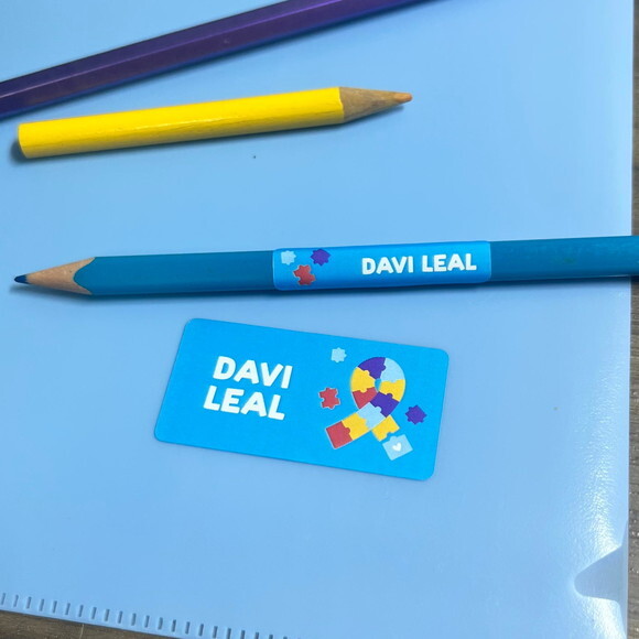 Etiquetas Escolares Adesivas Autismo Azul Vinil