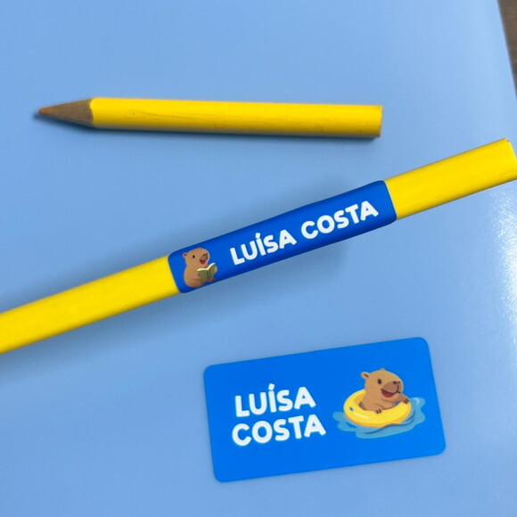 Etiquetas Escolares Adesivas Capivara Azul