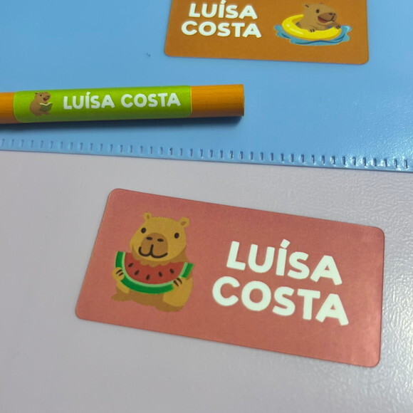 Etiquetas Escolares Adesivas Capivara Vinil