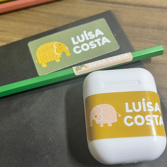 Etiquetas Escolares Adesivas Elefantes Vinil