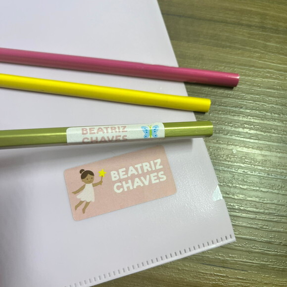 Etiquetas Escolares Adesivas Fadas Rosa