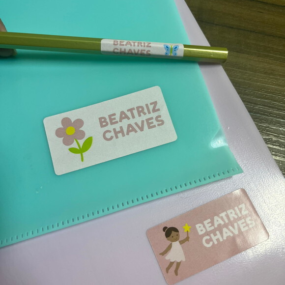 Etiquetas Escolares Adesivas Fadas Rosa