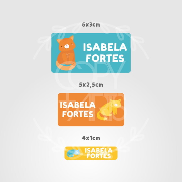 Etiquetas Escolares Adesivas Gatos Vinil