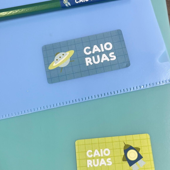 Etiquetas Escolares Adesivas Nave Espacial Astronauta Espaço