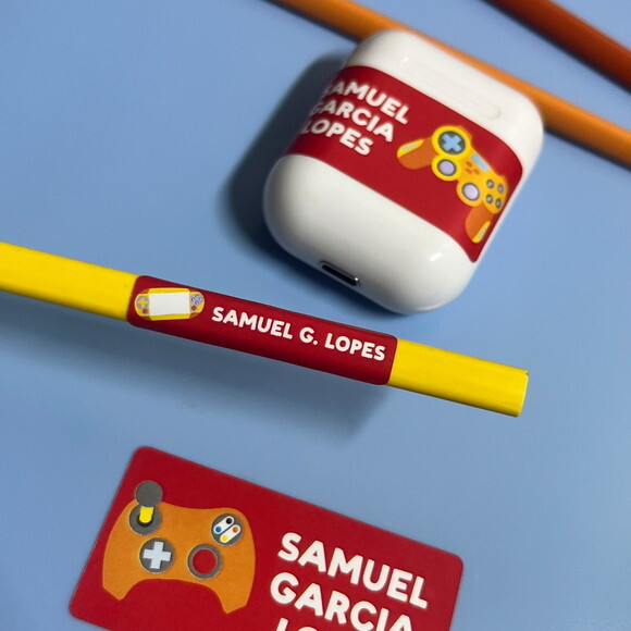 Etiquetas Escolares Adesivas Vídeo Game Vermelho