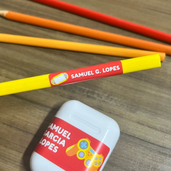 Etiquetas Escolares Adesivas Vídeo Game Vermelho