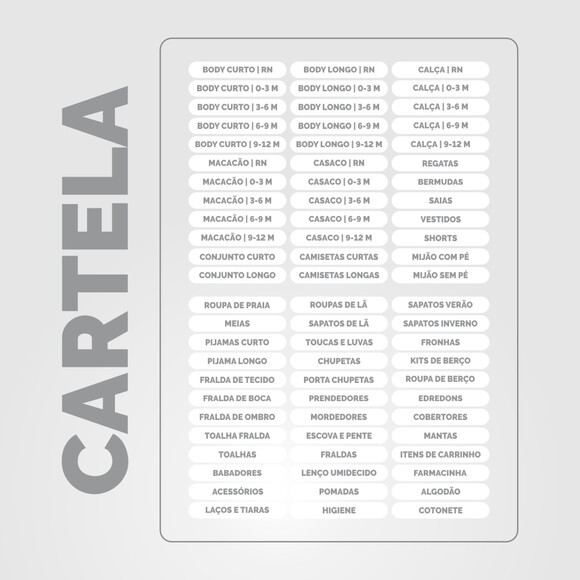 Etiquetas para Gavetas e Cestos Quarto de Bebê