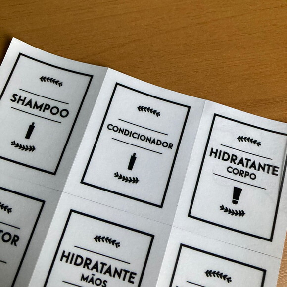 Etiquetas Transparentes Beleza e Higiene para Viagem