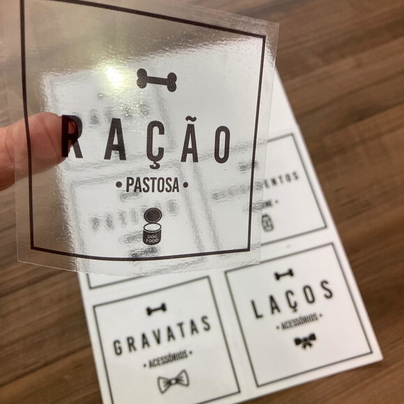 Etiquetas Transparentes para Pote de Ração Adesivos Pet