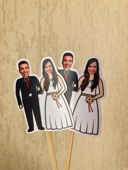 Topper Noivinhos com Foto Despedida Solteira 10 Unidades