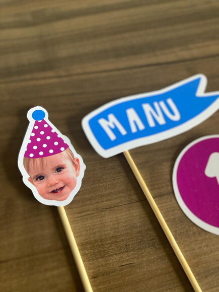 Topo de Bolo com Rostinho Foto Aniversariante