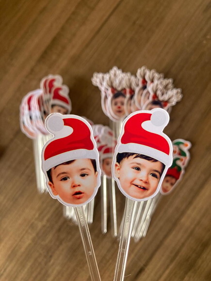 Topper Rostinho de Criança com Foto de Natal