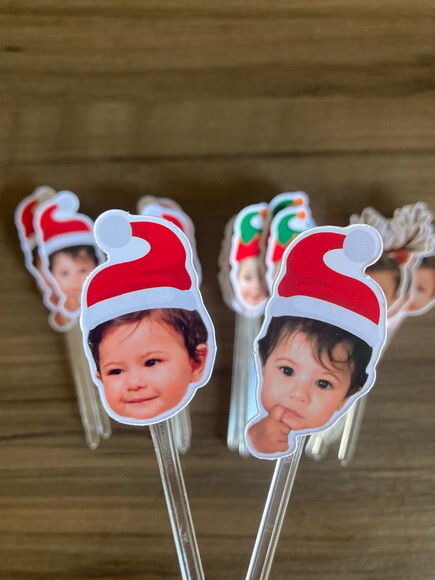 Topper Rostinho de Criança com Foto de Natal