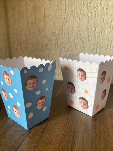Caixa Pipoca Personalizada Rostinhos com 10