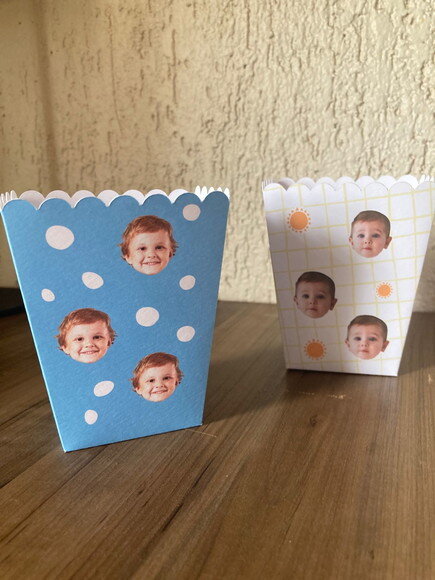 Caixa Pipoca Personalizada Rostinhos com 10