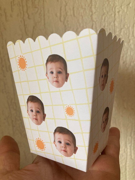 Caixa Pipoca Personalizada Rostinhos com 10