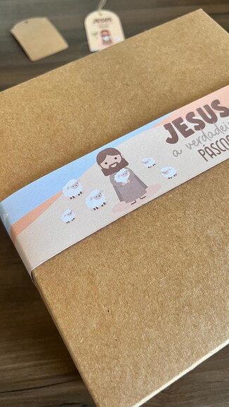 Cinta para Caixa de Ovo de Chocolate Jesus É Páscoa