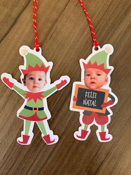 Enfeite Pendente Rostinho com Foto para Árvore Natal 20 un