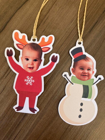 Enfeite Pendente Rostinho com Foto para Árvore Natal 20 un