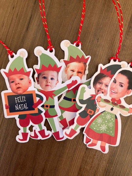 Enfeite Pendente Rostinho com Foto para Árvore Natal 20 un