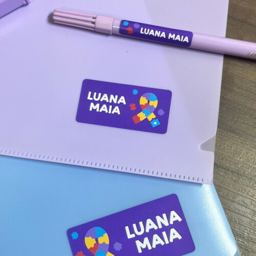 Etiquetas Escolares Adesivas Autismo Lilás