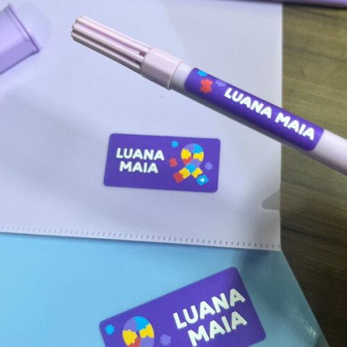 Etiquetas Escolares Adesivas Autismo Lilás Vinil