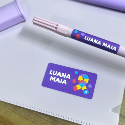 Etiquetas Escolares Adesivas Autismo Lilás