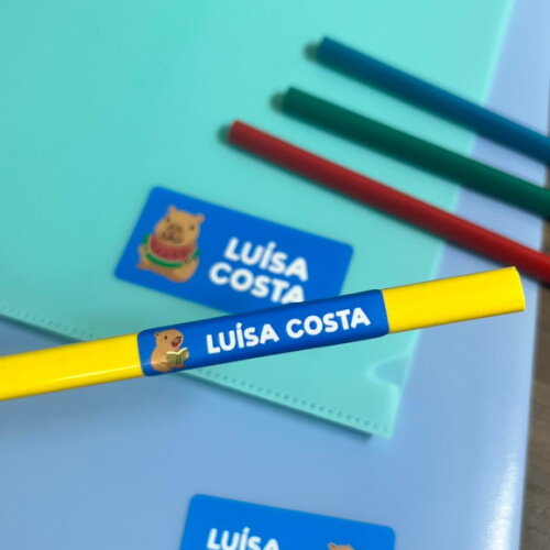 Etiquetas Escolares Adesivas Capivara Azul