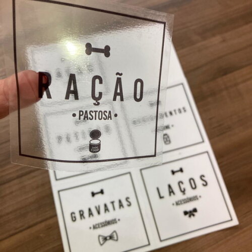 Etiquetas Transparentes para Pote de Ração Adesivos Pet