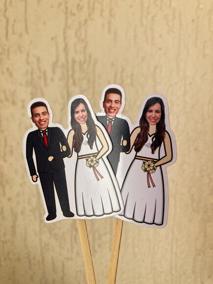 Topper Noivinhos com Foto Despedida Solteira 10 Unidades