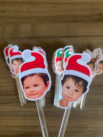 Topper Rostinho de Criança com Foto de Natal