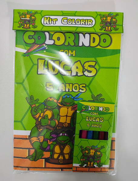 Livrinho de Colorir com Mini Lápis de Cor Tartarugas Ninja - 20x