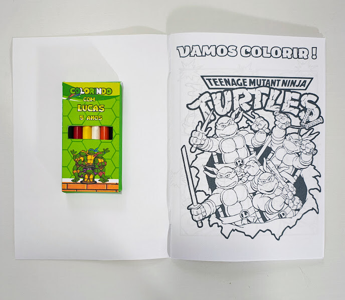 Livrinho de Colorir com Mini Lápis de Cor Tartarugas Ninja - 20x