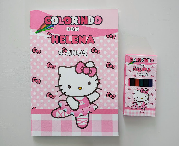 Livrinho de Colorir com Mini Lápis de Cor Hello Kitty - 20x14cm