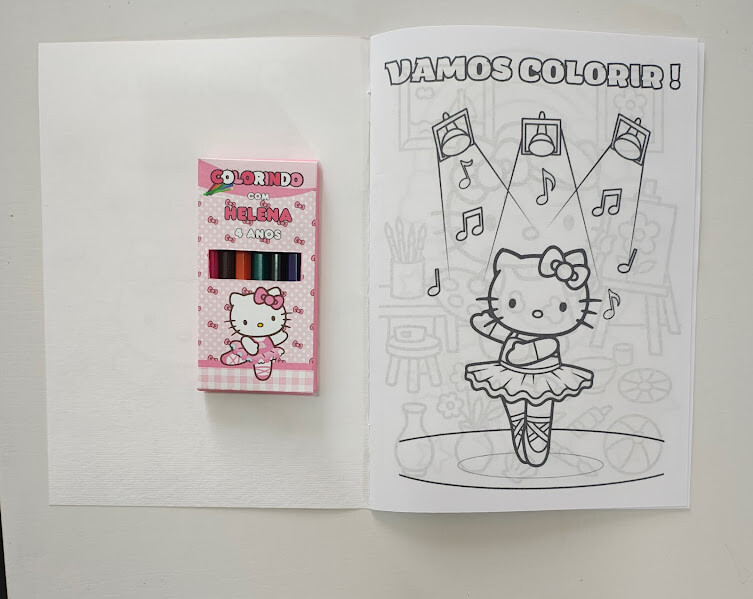 Livrinho de Colorir com Mini Lápis de Cor Hello Kitty - 20x14cm