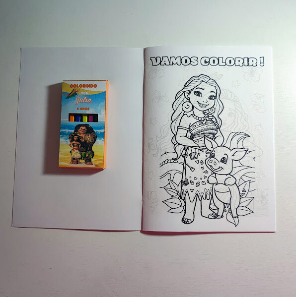 Livrinho de Colorir com Mini Lápis de Cor - Moana - 20x14cm - To