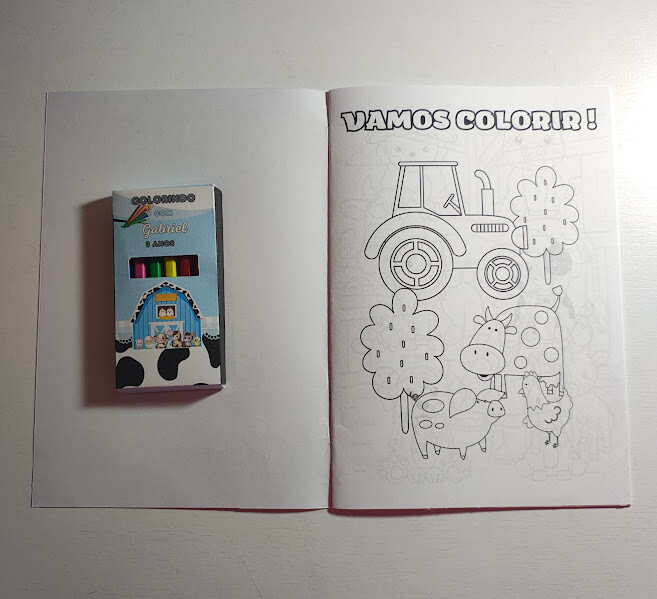 Livrinho de Colorir com Mini Lápis de Cor - Fazendinha - 20x14cm