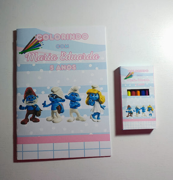 Livrinho de Colorir com Mini Lápis de Cor - Smurf - 20x14cm - To