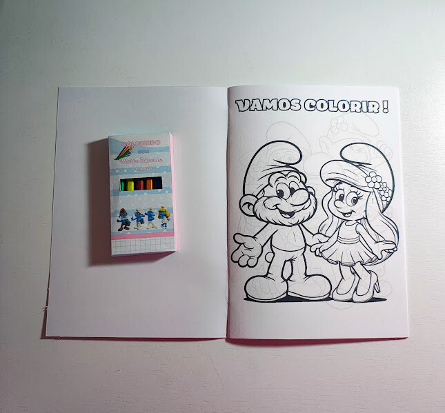 Livrinho de Colorir com Mini Lápis de Cor - Smurf - 20x14cm - To