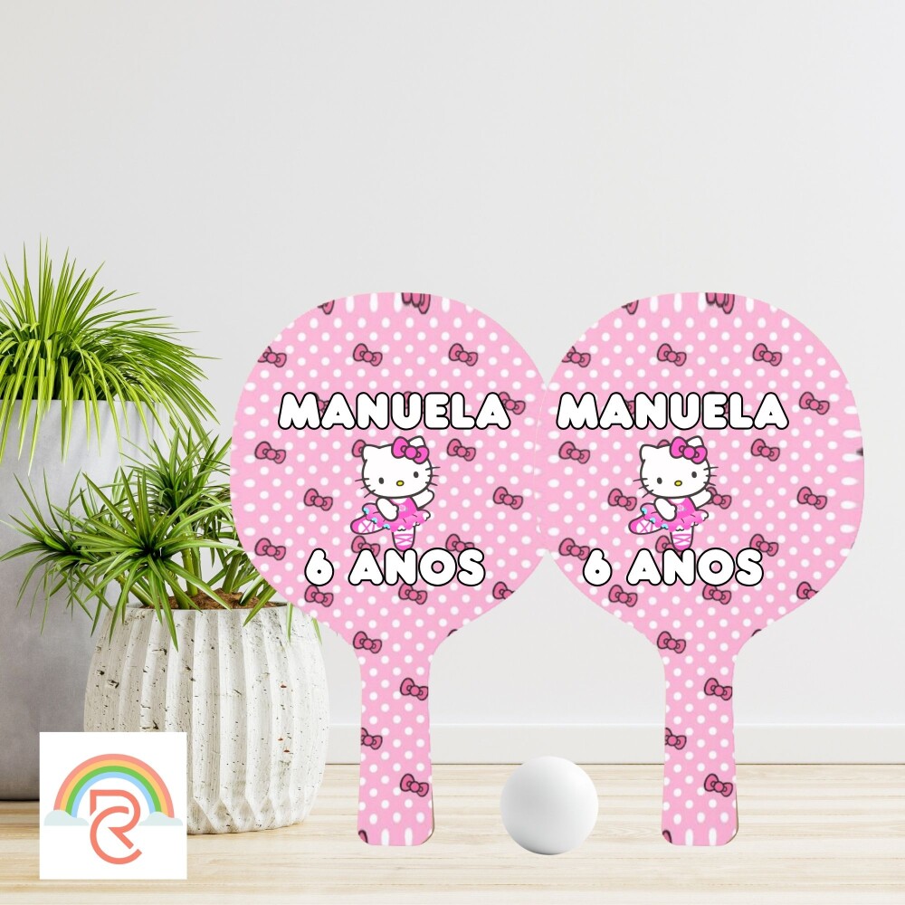 Raquete de Ping Pong Personalizada - Hello Kitty - Todos os temas