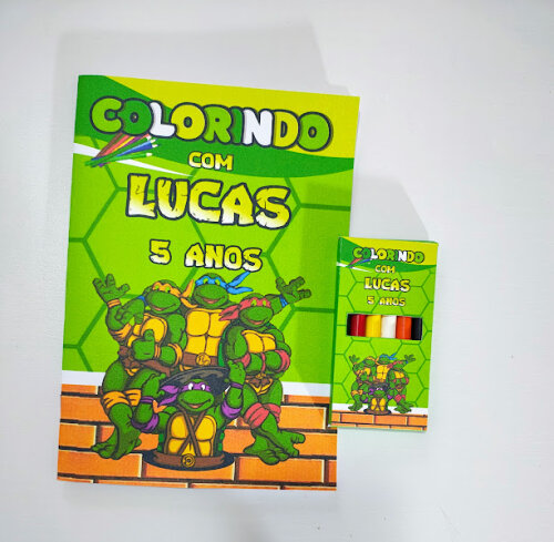 Livrinho de Colorir com Mini Lápis de Cor Tartarugas Ninja - 20x14cm - Todos os temas